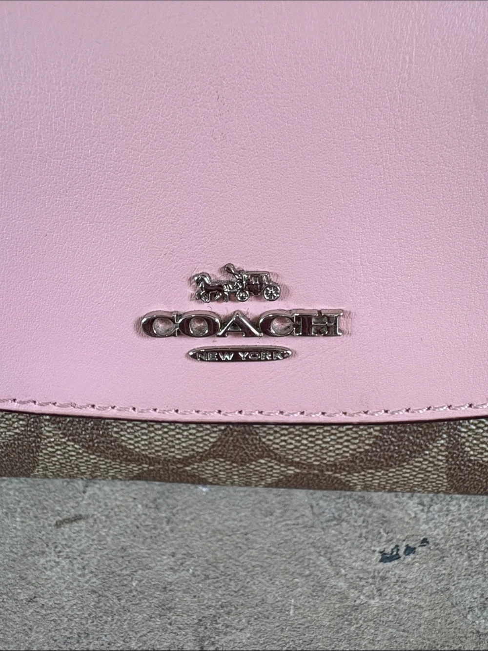 Coach slim envelope wallet featuring signature coated canvas & pink leather flap - Picture 2 of 11